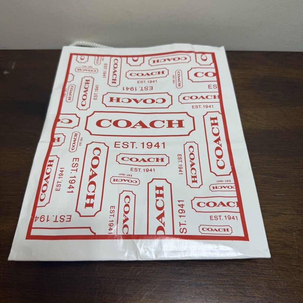 Coach 2011 Paper Gift Bag Medium 10" x 8" Red & White